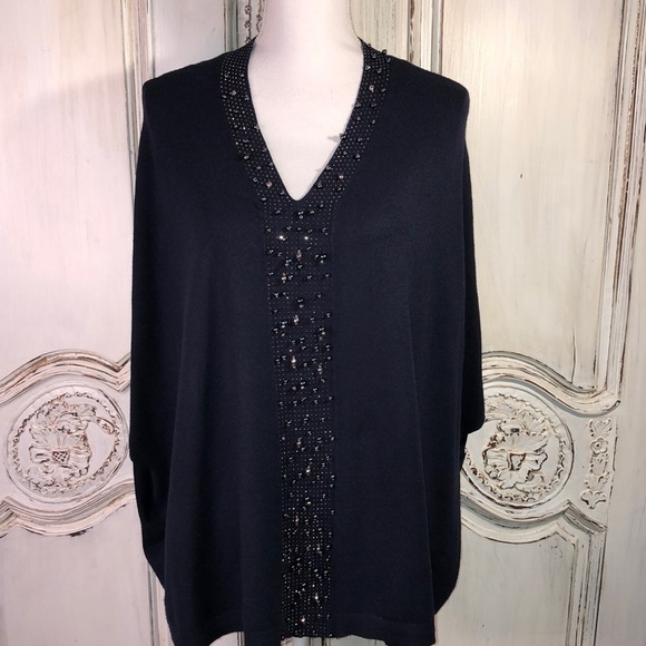 Alfa Beaded Pullover Sweater Cape/Poncho - Picture 1 of 8